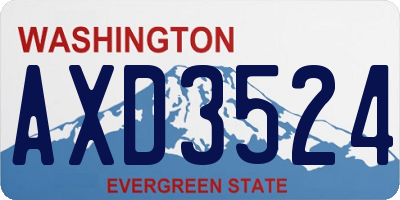 WA license plate AXD3524