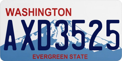 WA license plate AXD3525