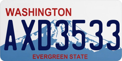 WA license plate AXD3533