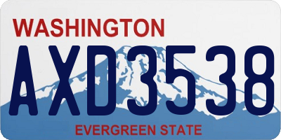 WA license plate AXD3538