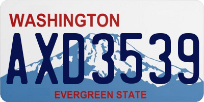 WA license plate AXD3539