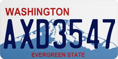 WA license plate AXD3547