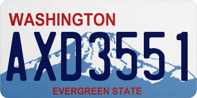 WA license plate AXD3551