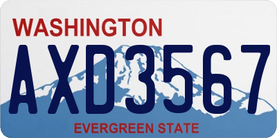 WA license plate AXD3567