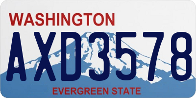 WA license plate AXD3578