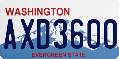 WA license plate AXD3600