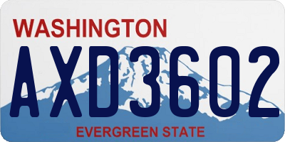 WA license plate AXD3602