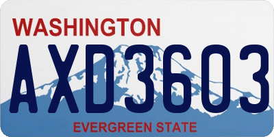 WA license plate AXD3603