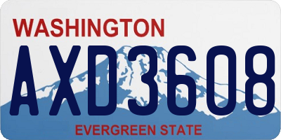 WA license plate AXD3608