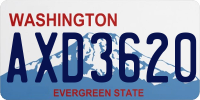 WA license plate AXD3620
