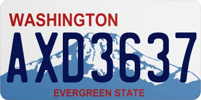 WA license plate AXD3637