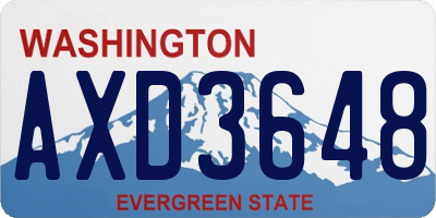 WA license plate AXD3648