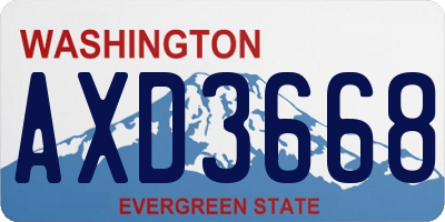 WA license plate AXD3668