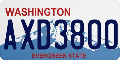 WA license plate AXD3800