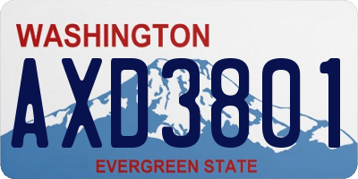 WA license plate AXD3801