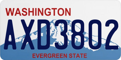 WA license plate AXD3802