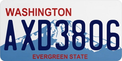 WA license plate AXD3806
