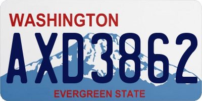WA license plate AXD3862