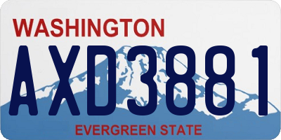 WA license plate AXD3881