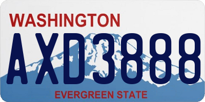WA license plate AXD3888