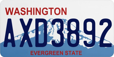 WA license plate AXD3892