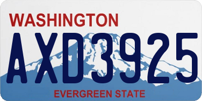 WA license plate AXD3925