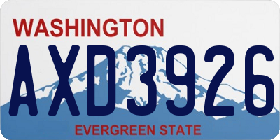 WA license plate AXD3926
