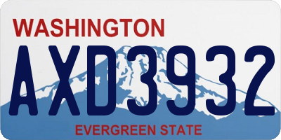 WA license plate AXD3932