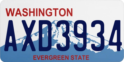 WA license plate AXD3934