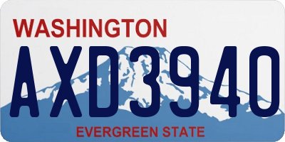 WA license plate AXD3940