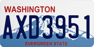 WA license plate AXD3951