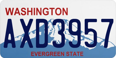 WA license plate AXD3957