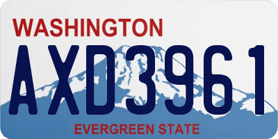 WA license plate AXD3961