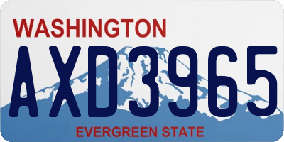 WA license plate AXD3965