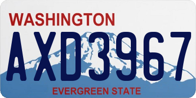 WA license plate AXD3967