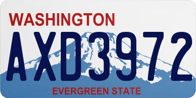 WA license plate AXD3972