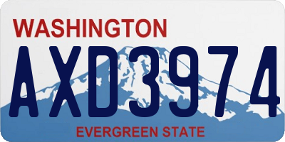 WA license plate AXD3974
