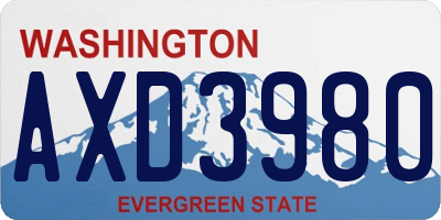 WA license plate AXD3980