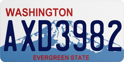 WA license plate AXD3982