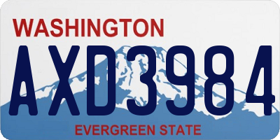WA license plate AXD3984