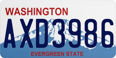 WA license plate AXD3986