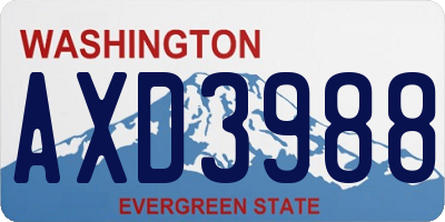 WA license plate AXD3988
