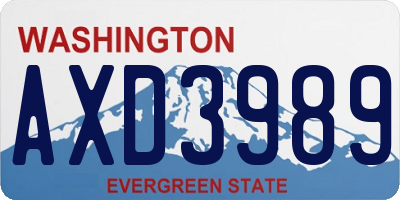 WA license plate AXD3989