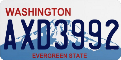 WA license plate AXD3992