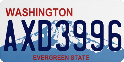 WA license plate AXD3996