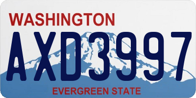 WA license plate AXD3997
