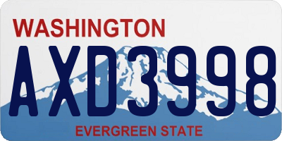 WA license plate AXD3998