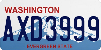WA license plate AXD3999