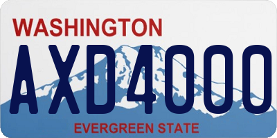 WA license plate AXD4000