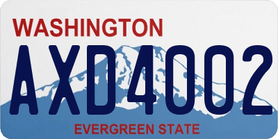 WA license plate AXD4002